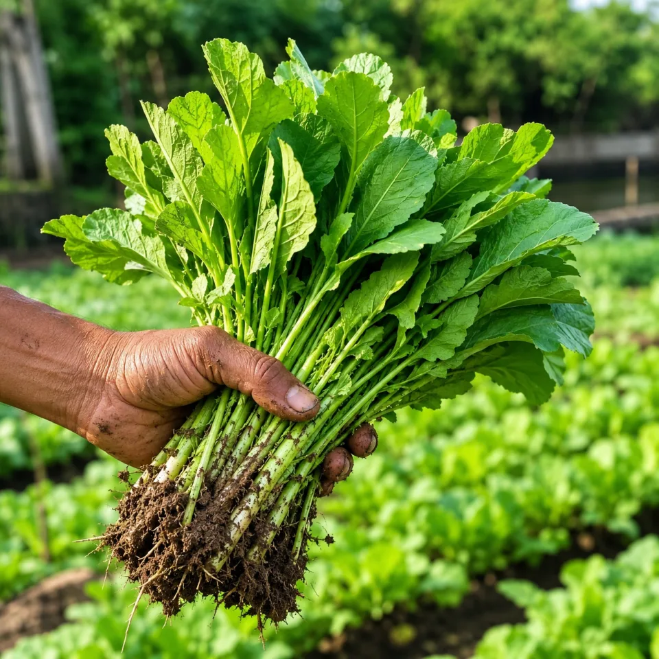 Vườn cằn cỗi — bón phân hữu cơ và tưới nhỏ giọt — sau